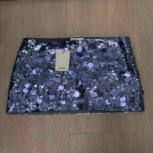 GUIZIO Low Rise Paillette Mini Skirt in Mystic purple, sparkle sequins